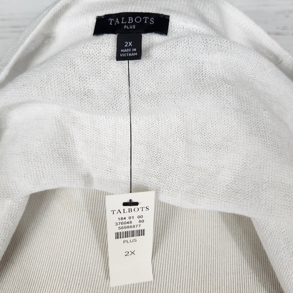 TALBOTS Women's White Button-Up Linen Girlfriend Cardigan Sweater Size 2X - Picture 5 of 6